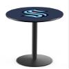 Holland Bar Stool Co. Officially Licensed NHL 42" Tall - L214 Seattle Kraken Pub Table with a 36" Top and Black Wrinkle Finish view 1