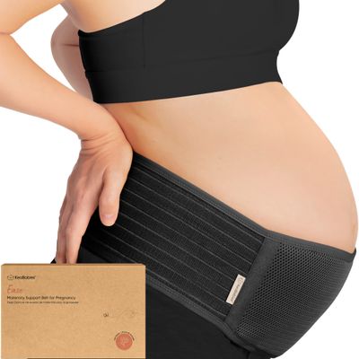 KeaBabies Maternity Belly Bands for Pregnant Women - 1-Pack, Soft & Breathable Pregnancy Belly Support Band, Easy Adjustable Maternity Belt for Back, Pelvic Support, Comfortable (Midnight Black, M/L)