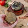 Personalized Compass, Engraved Compass, Custom Compass, Wedding Gift, Christmas, Baptism, Graduation, boy Scouts, Sundial, Nautical, Anniversary, Fathers Day (Antique Finish with Leather Box) view 2