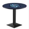 HBS Officially Licensed NHL 36" Tall - L217 Seattle Kraken Pub Table with a 36" Top and Black Wrinkle Finish view 1