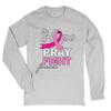 Tee Hunt Hope Pray Fight for a Cure Long Sleeve T-Shirt Cancer Awareness Pink Ribbon Grey X-Large view 1