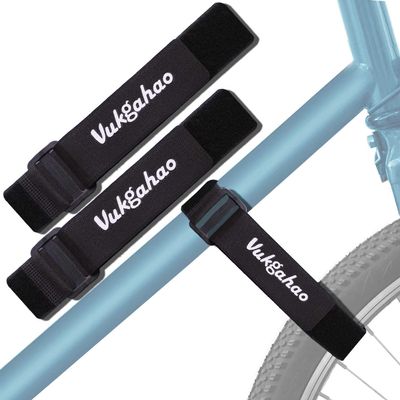 Vukgahao Bike Wheel Stabilizer Heavy Duty Versatile Hook & Loop Securing Straps Tie Downs Fastening Reusable Bicycle Wheel Black 2 Pack (Slide Buckles, 1.5 in)