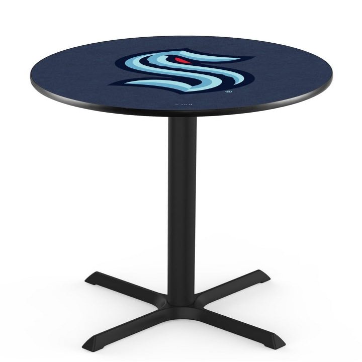 Holland Bar Stool Co. Officially Licensed NHL 42" Tall - L211 Seattle Kraken Pub Table with a 36" Top