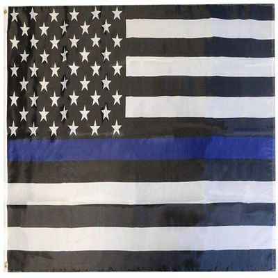 American Wholesale Superstore USA Memorial Thin Blue Line Police 150D Woven Poly Nylon 5x8 5'x8' Flag Banner