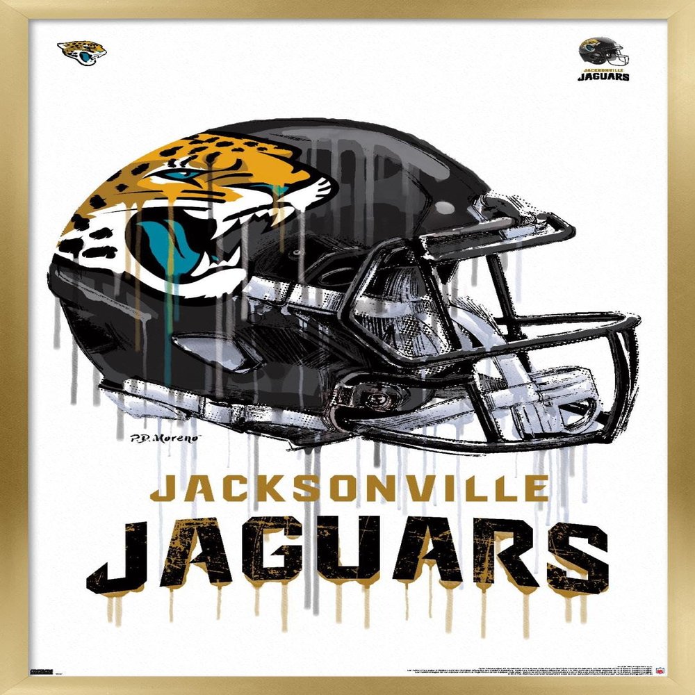 Trends International NFL Jacksonville Jaguars - Drip Helmet 20 Wall Poster, 22.375" x 34", Gold Framed Version