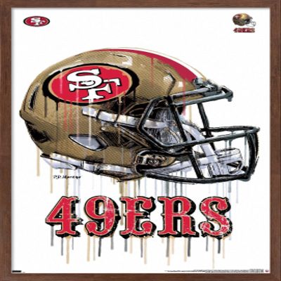 Trends International NFL San Francisco 49ers - Drip Helmet 20 Wall Poster, 14.725" x 22.375", Mahogany Framed Version