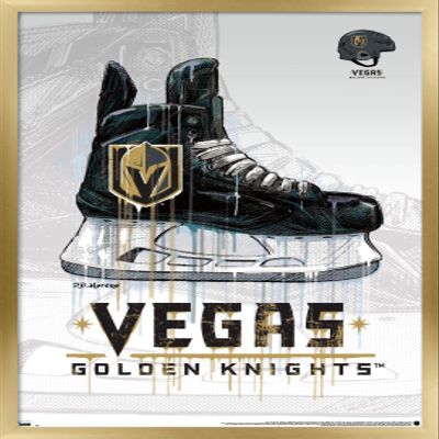 Trends International NHL Vegas Golden Knights - Drip Skate 20 Wall Poster, 14.725" x 22.375", Gold Framed Version