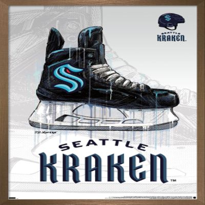 Trends International NHL Seattle Kraken - Drip Skate 20 Wall Poster, 22.375" x 34", Bronze Framed Version