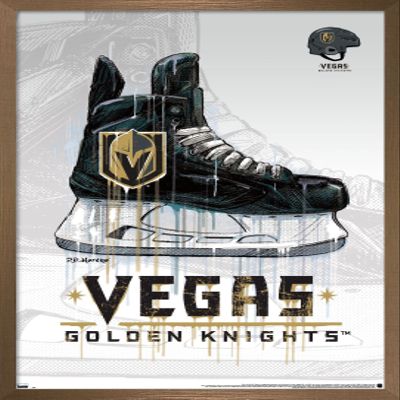 Trends International NHL Vegas Golden Knights - Drip Skate 20 Wall Poster, 14.725" x 22.375", Bronze Framed Version