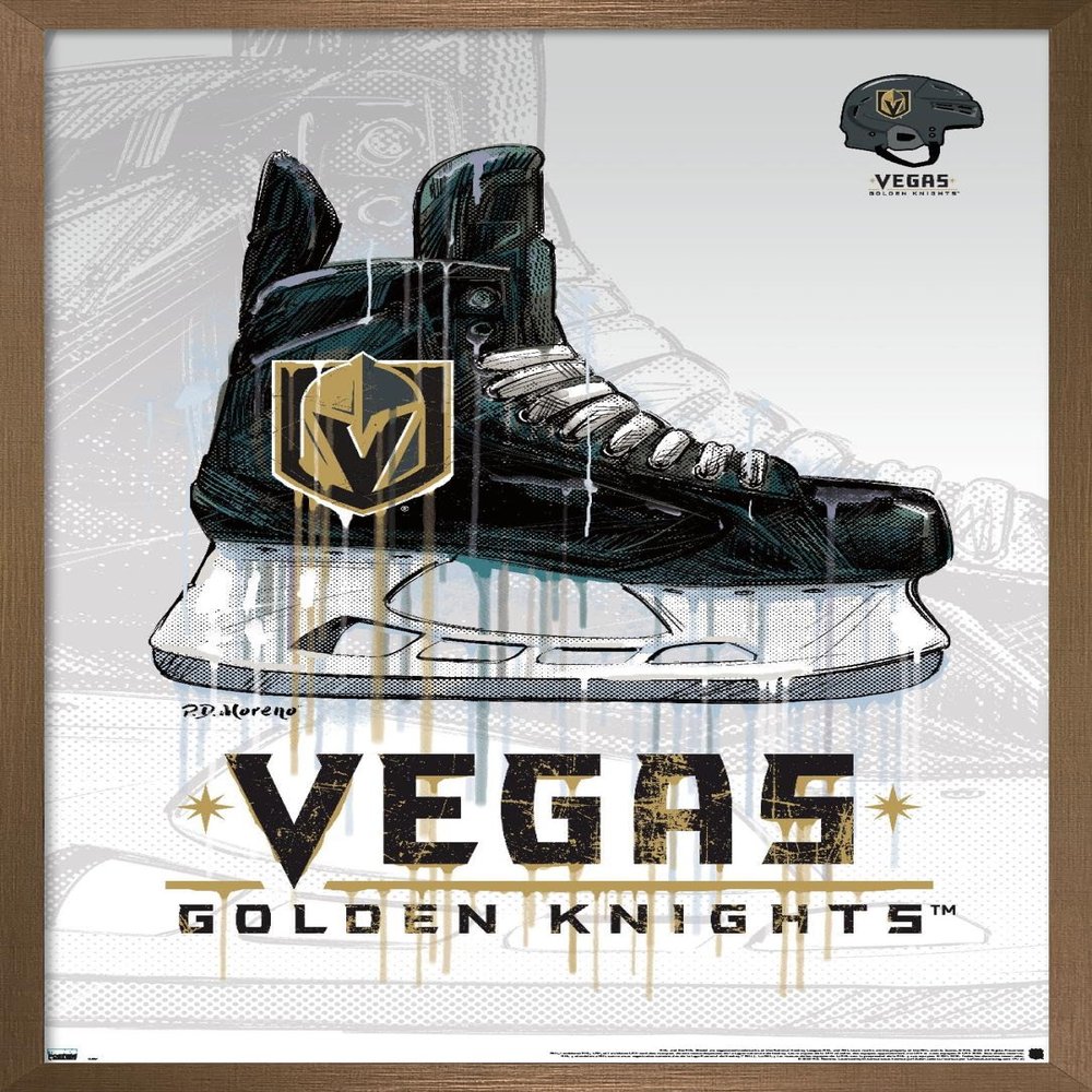 Trends International NHL Vegas Golden Knights - Drip Skate 20 Wall Poster, 14.725" x 22.375", Bronze Framed Version