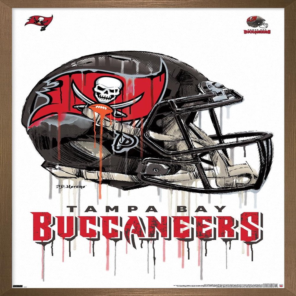 Trends International NFL Tampa Bay Buccaneers - Drip Helmet 20 Wall Poster, 22.375" x 34", Bronze Framed Version