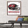 Trends International NFL Tampa Bay Buccaneers - Drip Helmet 20 Wall Poster, 22.375" x 34", Mahogany Framed Version view 2