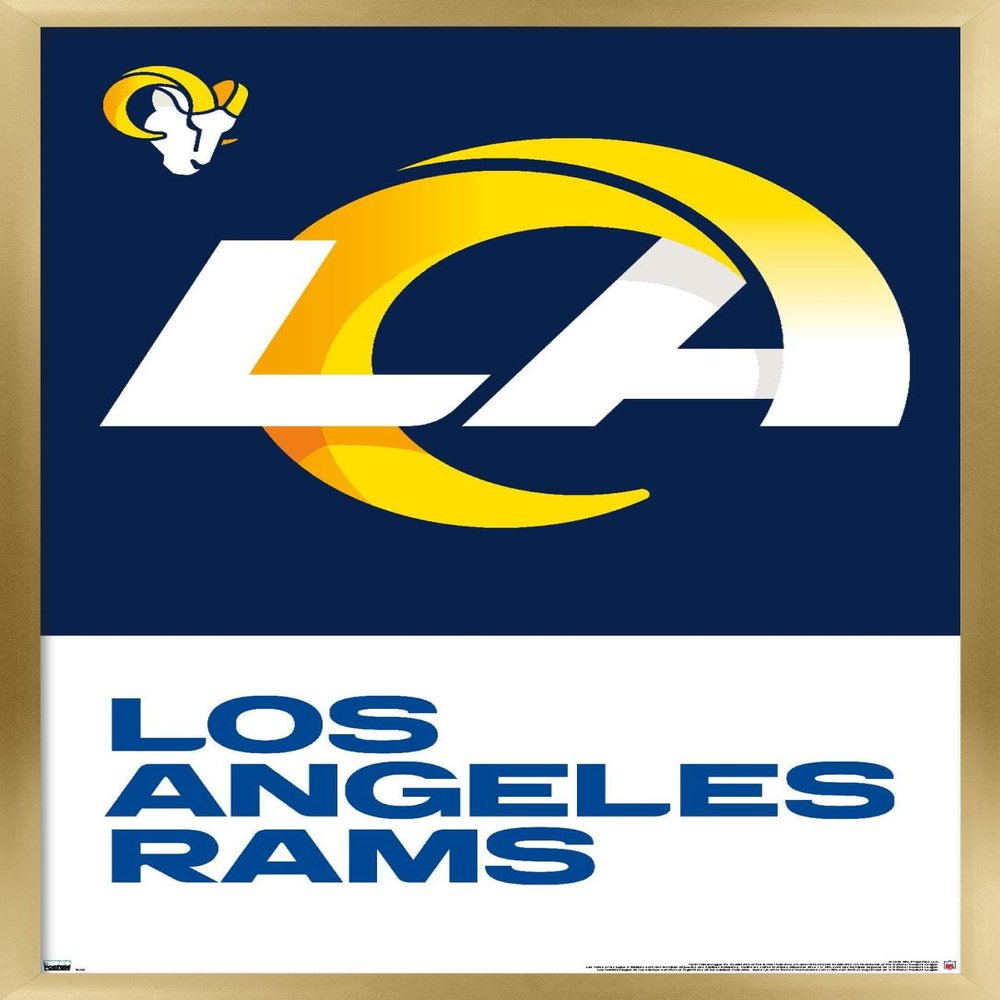 Trends International NFL Los Angeles Rams - Logo 20 Wall Poster, 22.375" x 34", Gold Framed Version