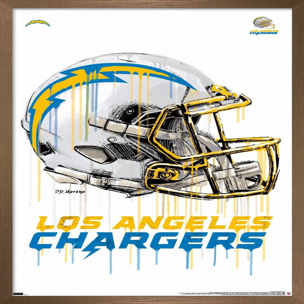 Trends International NFL Los Angeles Chargers - Drip Helmet 20 Wall Poster, 22.375" x 34", Bronze Framed Version