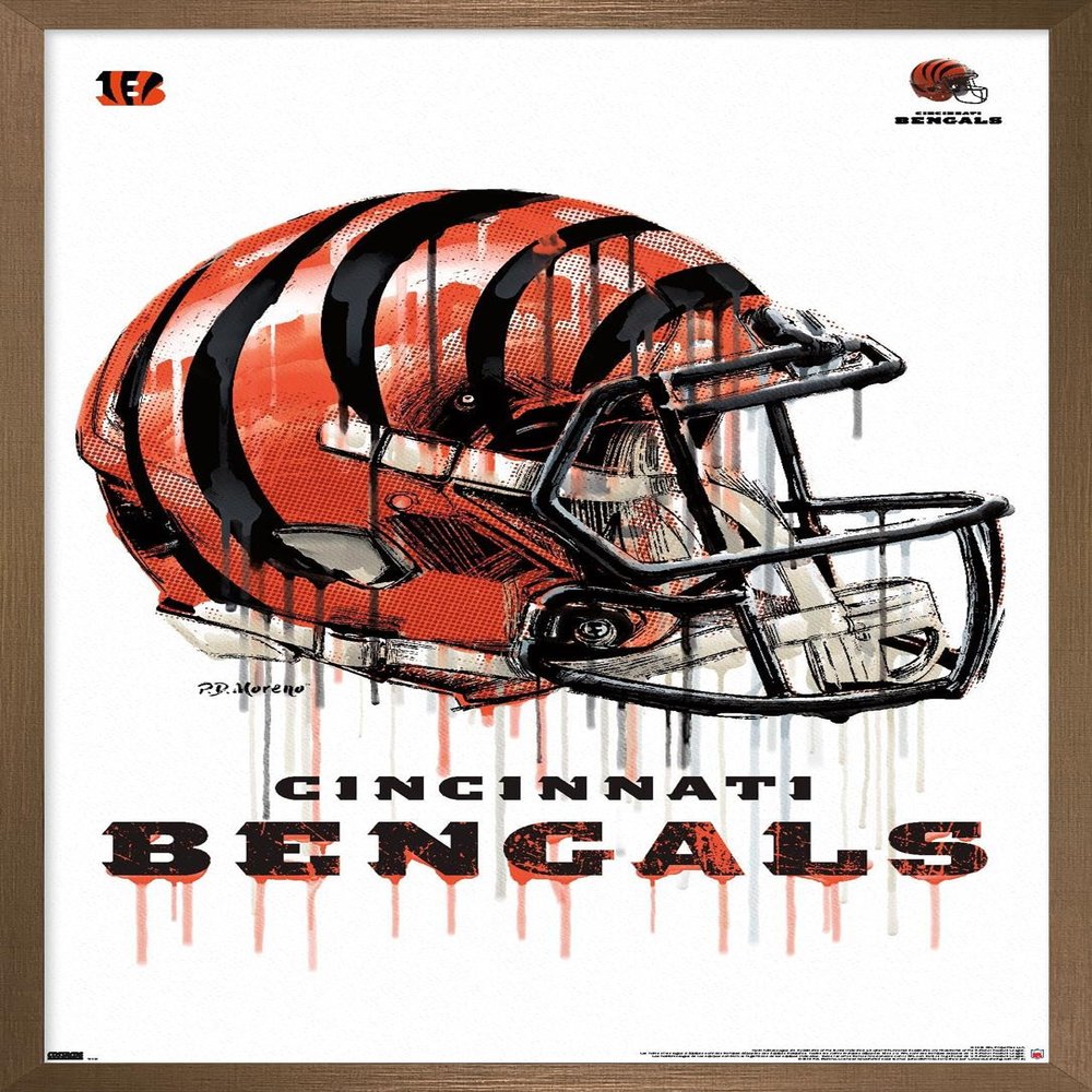 Trends International NFL Cincinnati Bengals - Drip Helmet 20 Wall Poster, 22.375" x 34", Bronze Framed Version