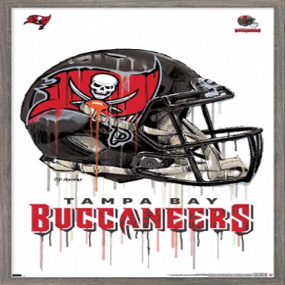 Trends International NFL Tampa Bay Buccaneers - Drip Helmet 20 Wall Poster, 22.375" x 34", Barnwood Framed Version