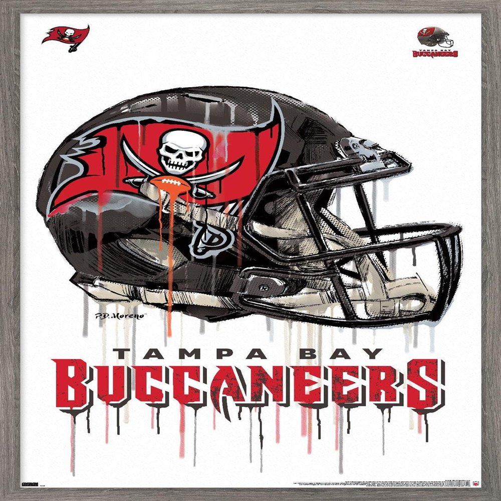 Trends International NFL Tampa Bay Buccaneers - Drip Helmet 20 Wall Poster, 22.375" x 34", Barnwood Framed Version