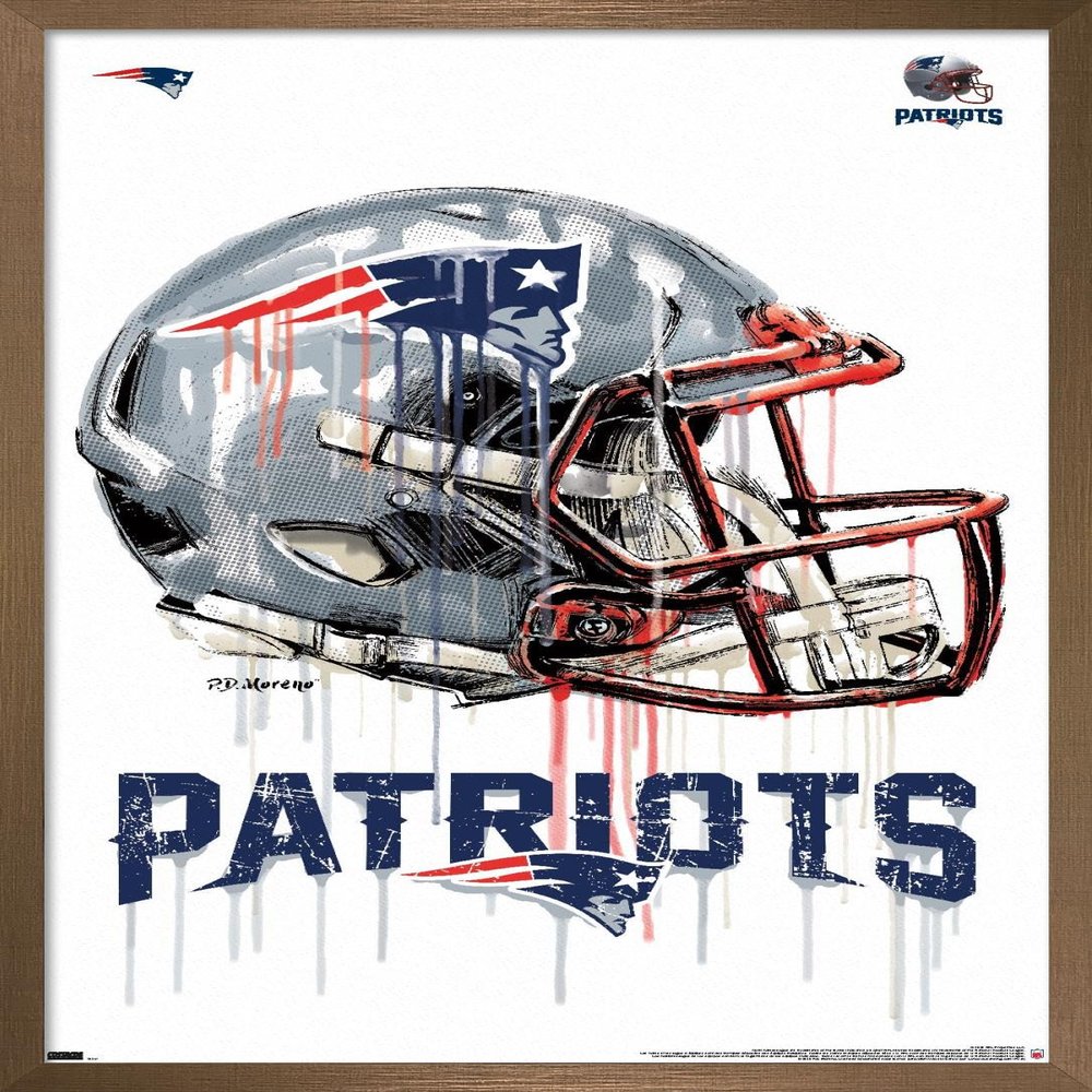 Trends International NFL New England Patriots - Drip Helmet 20 Wall Poster, 22.375" x 34", Bronze Framed Version