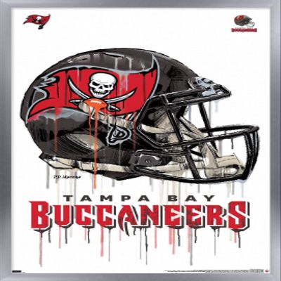 Trends International NFL Tampa Bay Buccaneers - Drip Helmet 20 Wall Poster, 22.375" x 34", Silver Framed Version