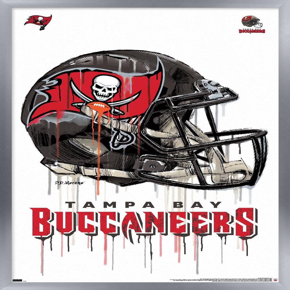 Trends International NFL Tampa Bay Buccaneers - Drip Helmet 20 Wall Poster, 22.375" x 34", Silver Framed Version
