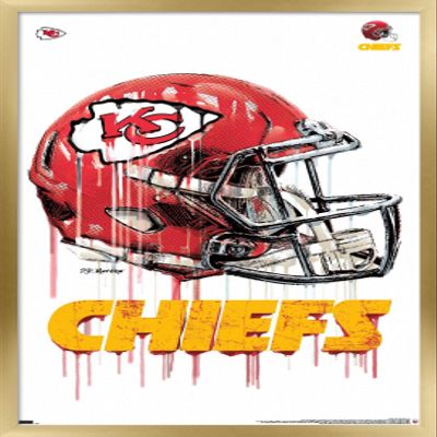 Trends International NFL Kansas City Chiefs - Drip Helmet 20 Wall Poster, 22.375" x 34", Gold Framed Version