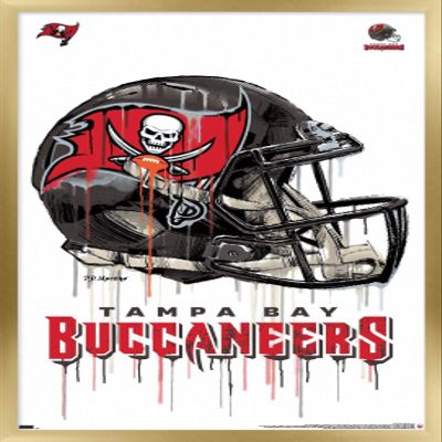 Trends International NFL Tampa Bay Buccaneers - Drip Helmet 20 Wall Poster, 22.375" x 34", Gold Framed Version