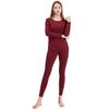 FITEXTREME Womens MAXHEAT Fleece Long Johns Thermal Underwear Basic Burgundy S view 2