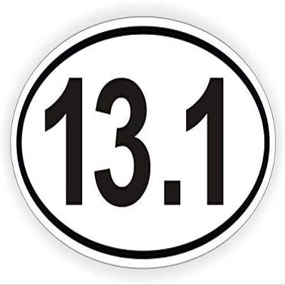 13.1 Oval Euro Vinyl Bumper Sticker/Decal/Label Weatherproof Half Marathon