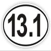 13.1 Oval Euro Vinyl Bumper Sticker/Decal/Label Weatherproof Half Marathon view 1