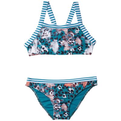 Roxy Kids Girl's Island Trip Crop Top Set (Big Kids) Ocean Depths Leopard 12 Big Kids