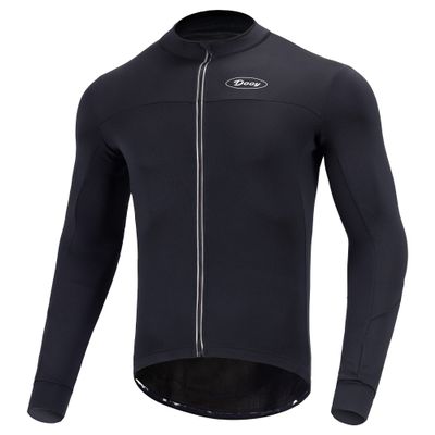 Dooy Men's Cycling Bike Jersey Winter Thermal Biking Shirt Long Sleeve Bicycle Jacket with Full Zipper and Rear PocketsNew Black,2XL