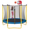 Merax 66'' Trampoline for Kids with Basketball Hoop, Rubber Ball and Enclosure Net, 5.5FT Mini Small Toddler Trampoline Indoor Outdoor for Kids Age 1-8 Birthday Gifts view 1