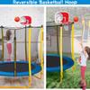 Merax 66'' Trampoline for Kids with Basketball Hoop, Rubber Ball and Enclosure Net, 5.5FT Mini Small Toddler Trampoline Indoor Outdoor for Kids Age 1-8 Birthday Gifts view 3