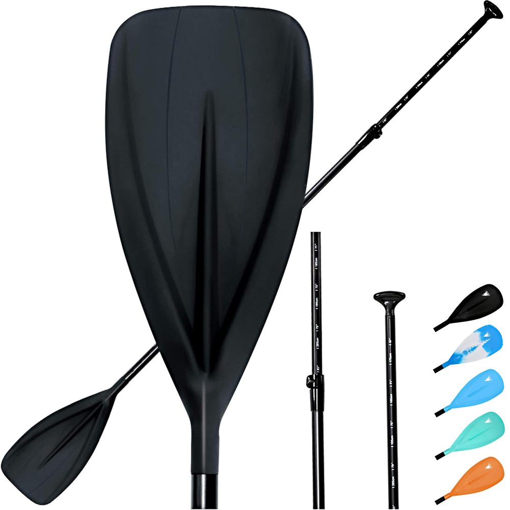 Karltion SUP Paddle - Adjustable 3 Pieces Stand-Up Board Paddles Floating Aluminum Alloy Shaft Easy Packable Travel SUP-Black