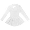 Oyolan Women Adult Figure Ice Roller Skating Dress Long Sleeve Gymnastics Leotards Ballet Skirted Leotards White X-Large view 4