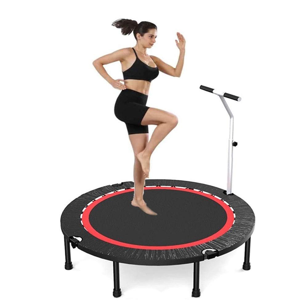 Trampoline Folding Trampoline, Elastic Bed with Adjustable Armrests and Safety Pad, Used for Physical Exercise and Aerobic Exercise in Garden Gym, 40in/48in/50in (Size : 50in)