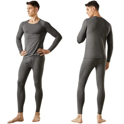 FITEXTREME MAXHEAT Mens Thermal Underwear Long Johns Set with Fleece Lined Fly Dark Grey L