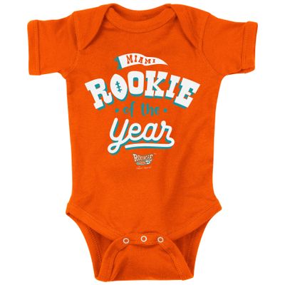 Rookie of The Year Baby Apparel for Miami Football Fans (NB-7T) (Orange Onesie, 12 Months)