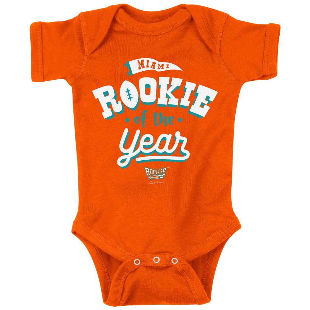 Rookie of The Year Baby Apparel for Miami Football Fans (NB-7T) (Orange Onesie, 12 Months)