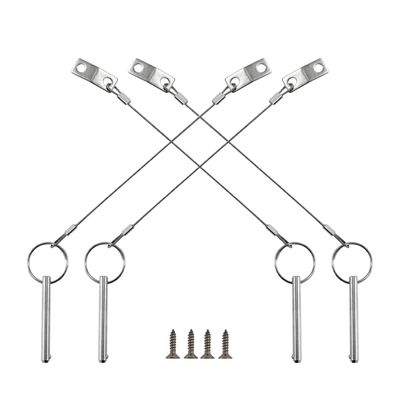 4PIECES of Quick Release Pin 1/4" Diameter, Usable Length 2"(50mm), Total Length 2-1/2"(63mm) Full 316 Stainless Steel, Bimini Top Pin, Marine Hardware