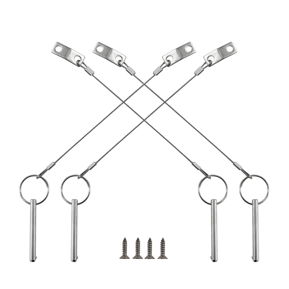 4PIECES of Quick Release Pin 1/4" Diameter, Usable Length 2"(50mm), Total Length 2-1/2"(63mm) Full 316 Stainless Steel, Bimini Top Pin, Marine Hardware