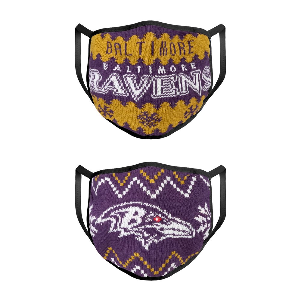 FOCO Baltimore Ravens NFL Mens Knit Face Cover - 2 Pack