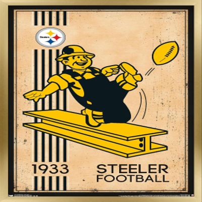 Trends International NFL Pittsburgh Steelers - Retro Logo 14 Wall Poster, 14.725" x 22.375", Gold Framed Version