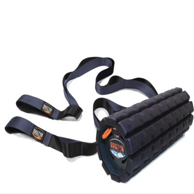 Brazyn Morph Bravo Foam Roller Bundle for Home, Gym, Office, Travel, Athletes | Collapsible & Lightweight Roller for Trigger Point Massage & Mobility Stretching Strap | Multi-Functional 12-Loop Strap