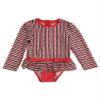 Catjack Infant & Toddler Girls Red & Blue Striped Long Sleeve Rash Guard Swimsuit 12m view 1