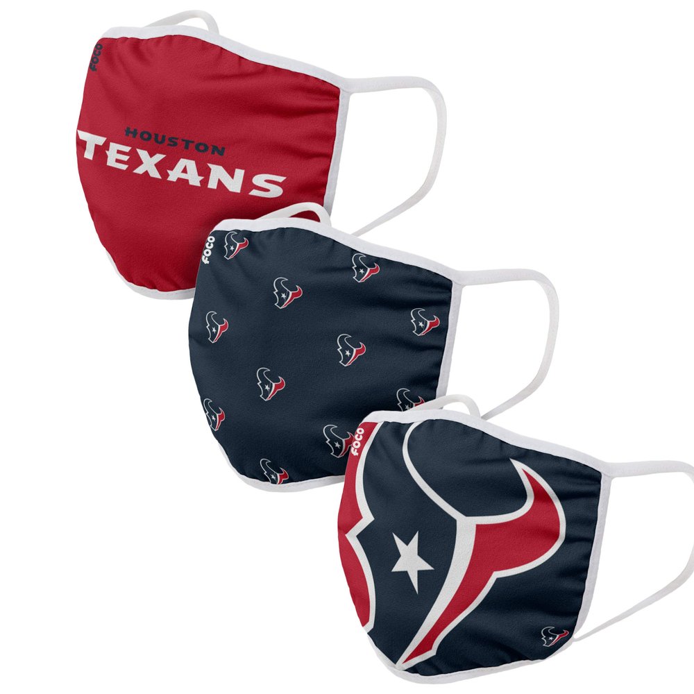 FOCO Houston Texans NFL Face Cover - Youth - 3 Pack