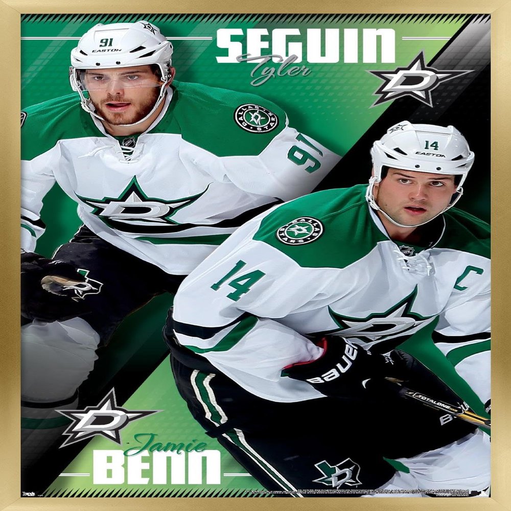 Trends International NHL Dallas Stars - Tyler Seguin and Jamie Benn 14 Wall Poster, 14.725" x 22.375", Gold Framed Version