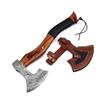 Dessi Viking Axe Damascus Steel Hatchet Tomahawk with Leather Sheath - Hand Forged Camping Axe Walnut Wood Handle Tiger Engraving, Bushcraft Outdoor Tool Gift for Men SM48 view 1