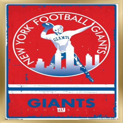 NFL New York Giants - Retro Logo 15 Wall Poster, 22.4L" x 14.7W", Gold Framed Version