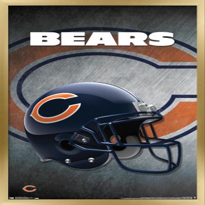 Trends International NFL Chicago Bears - Helmet 16 Wall Poster, 22.375" x 34", Gold Framed Version